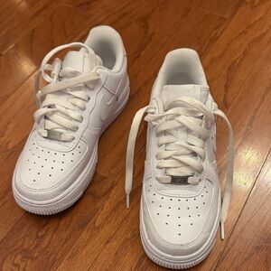 Nike White Leather Air Force 1 Low Sneakers